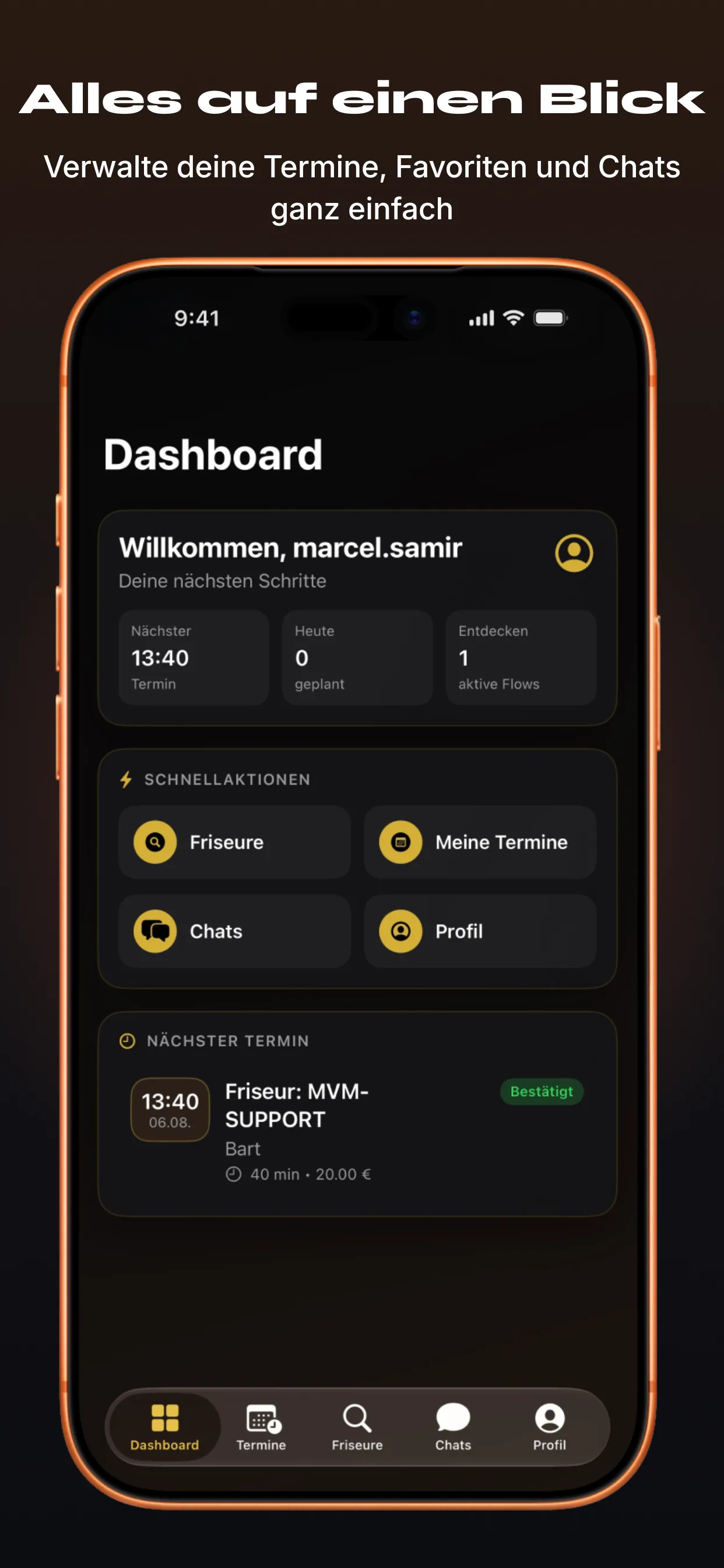Barber-App Screenshot 6 – Kunden-Dashboard