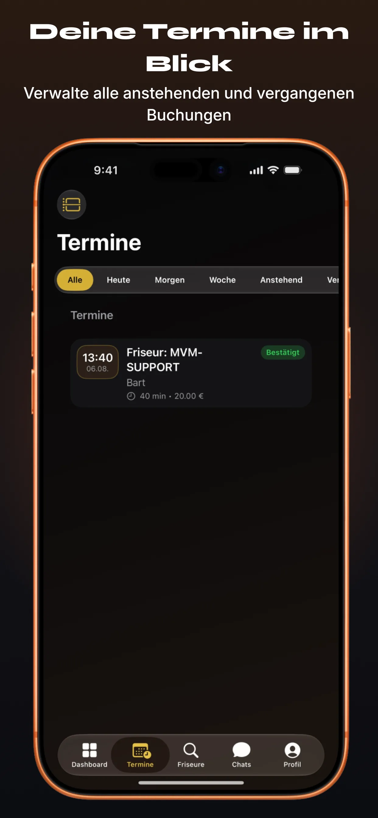 Barber-App Screenshot 7 – Deine Termine im Blick