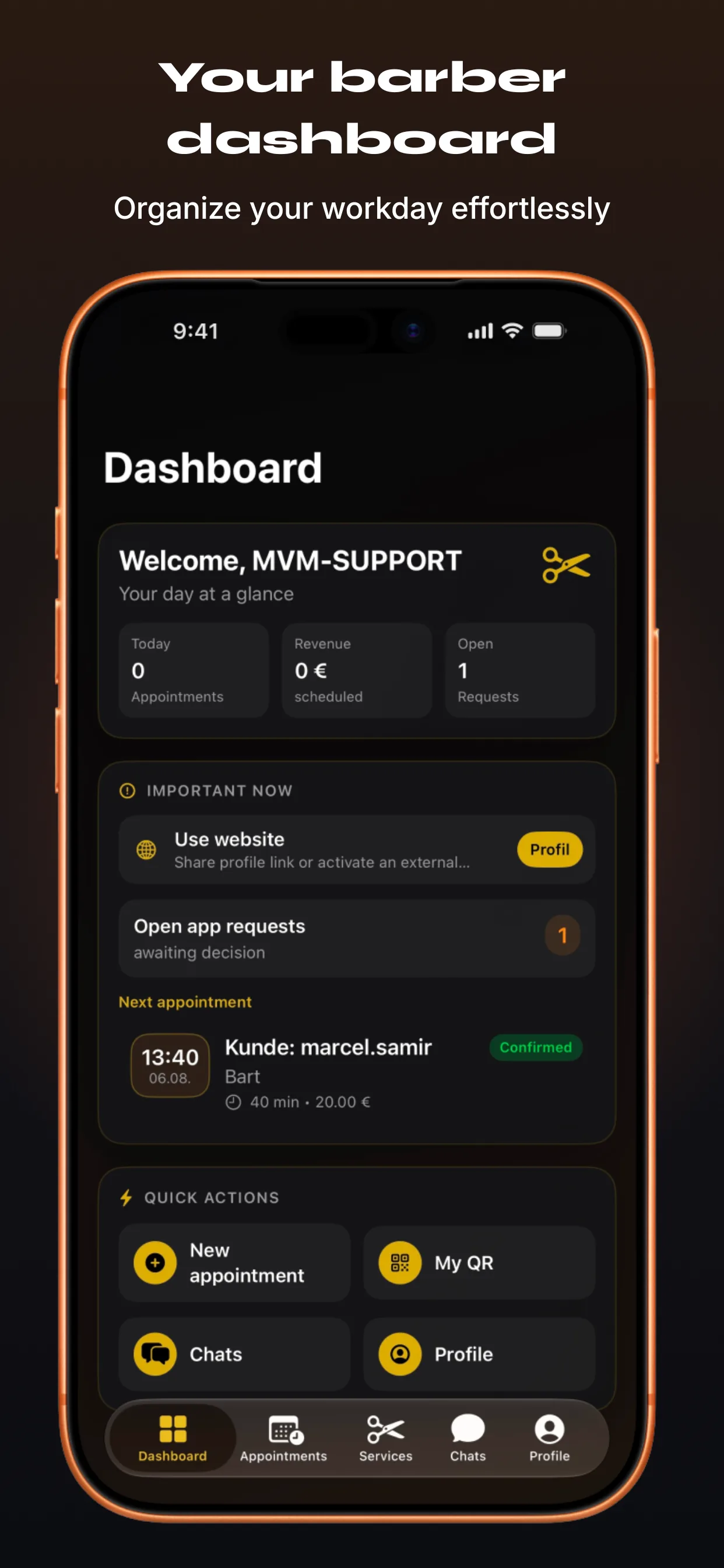 Barber-App 截图 2 – 你的理发师仪表盘