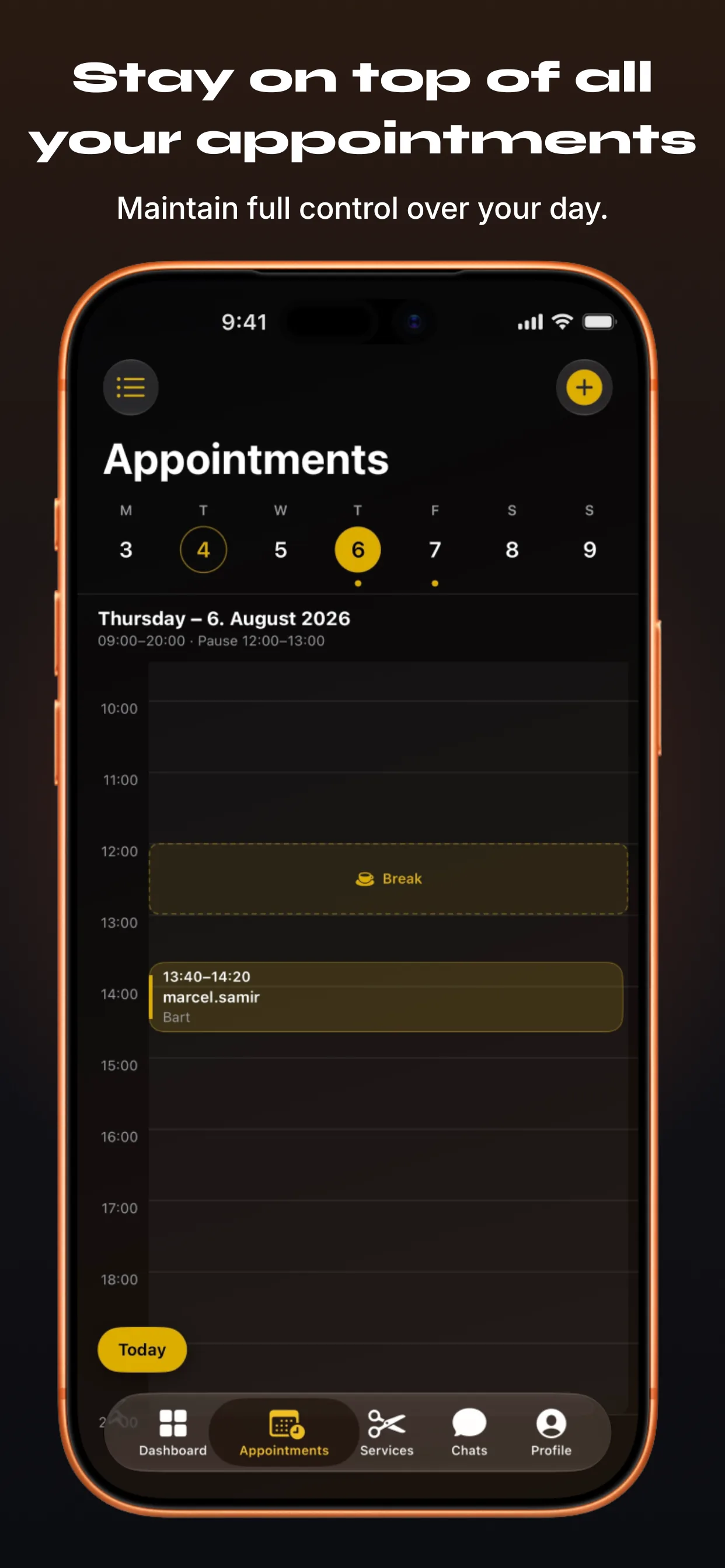 Barber-App 截图 3 – 掌控所有预约