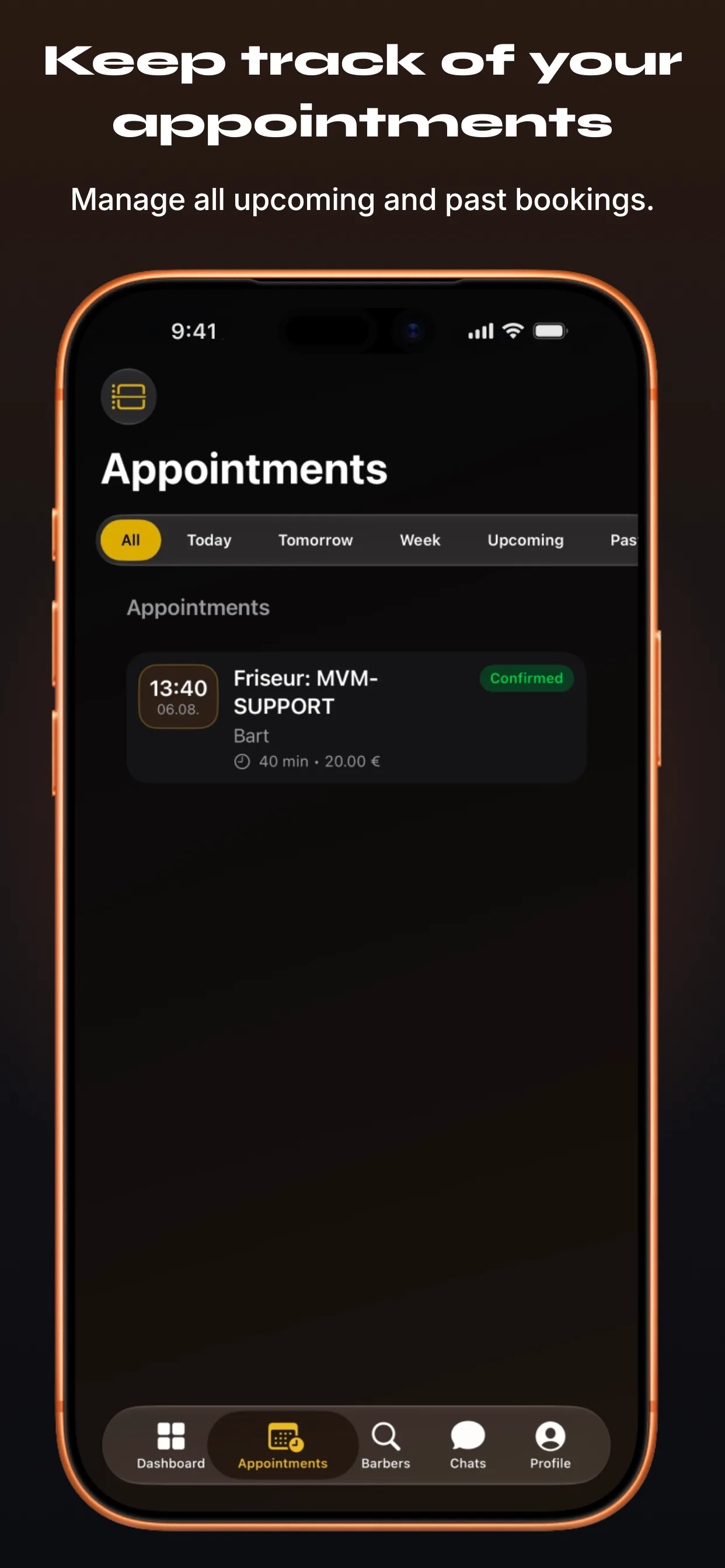 Barber-App 截图 7 – 跟踪你的预约