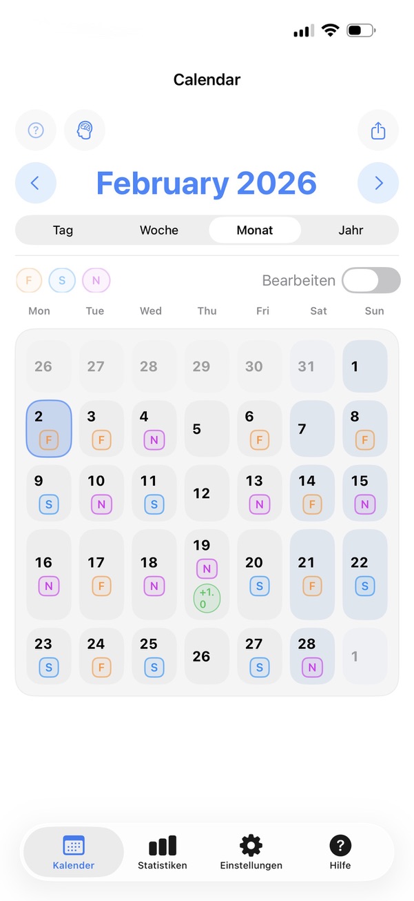 带班次颜色的月视图
